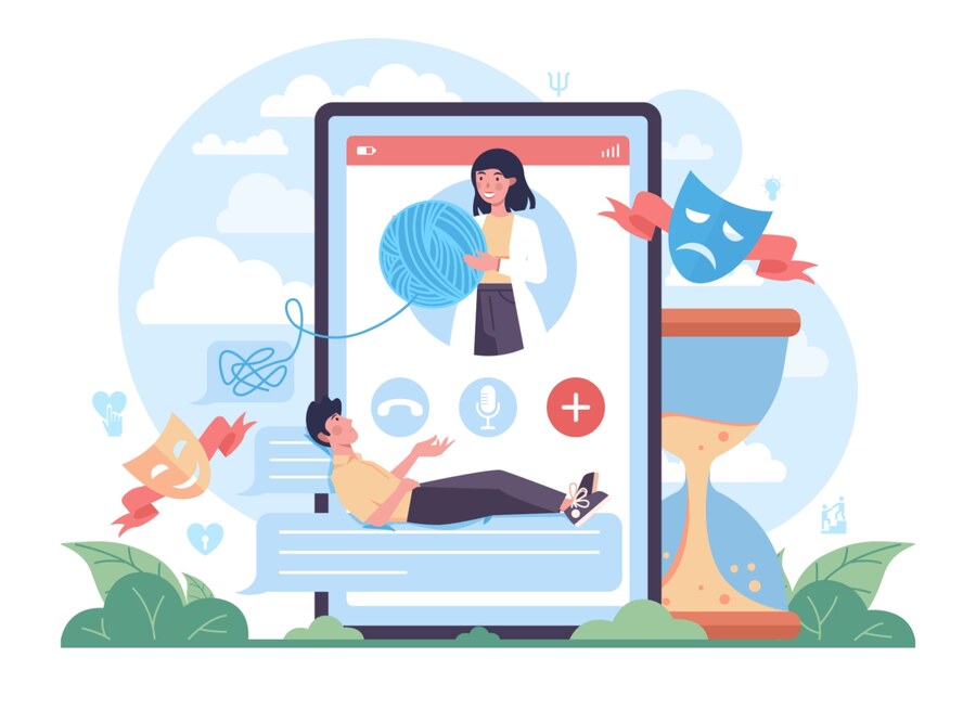 Illustration of telephone counselling remotely